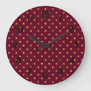 Reloj Redondo Grande Oro Chic Glam y Puntos Rosas