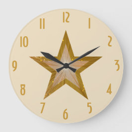 Reloj Redondo Grande "Oro" Crema redonda de Star ‘números’