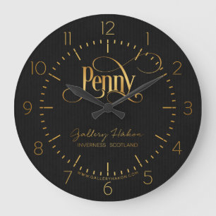 Reloj Redondo Grande Oro del penique de la caligrafía de la escritura