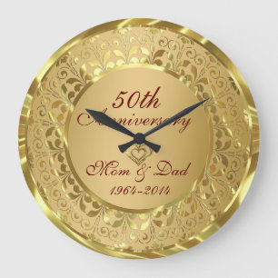 Reloj Redondo Grande Oro esparcido 50° aniversario Boda