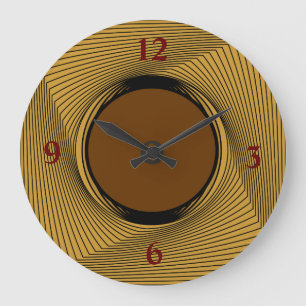 Reloj Redondo Grande Oro/frontera negra con los >Clocks rojos/marrones