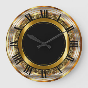 Reloj Redondo Grande Oro hermoso y negro
