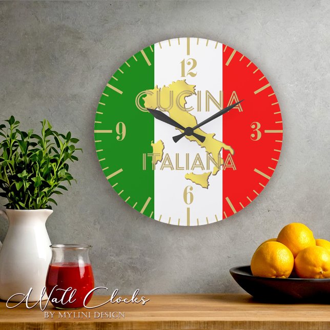 Reloj Redondo Grande Oro Italia País Bandera Italiana Cubierta de pared (Subido por el creador)