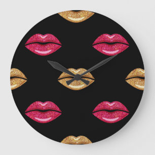 Reloj Redondo Grande Oro rosa glamoroso: Patrón de pintalabios