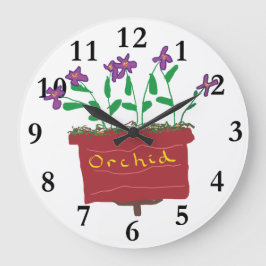 Reloj Redondo Grande Orquídea