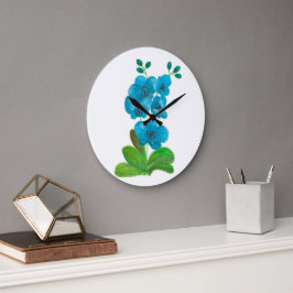 Reloj Redondo Grande Orquídea azul