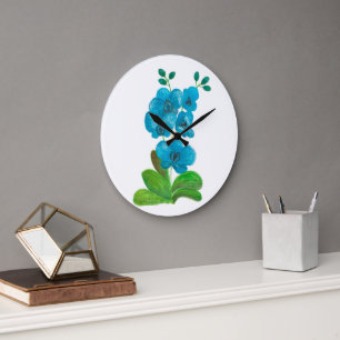 Reloj Redondo Grande Orquídea azul