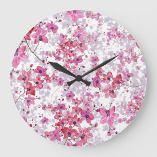 Reloj Redondo Grande Orquídea: singular belleza roja.