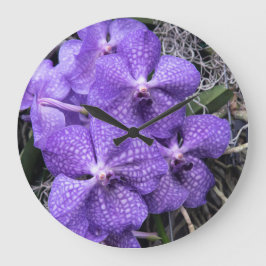 Reloj Redondo Grande orquídeas azules de Hawái