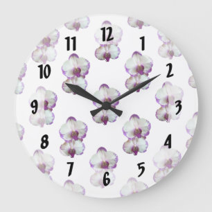 Reloj Redondo Grande Orquídeas De Falenopsis Blanca Con Bordes Prurosos