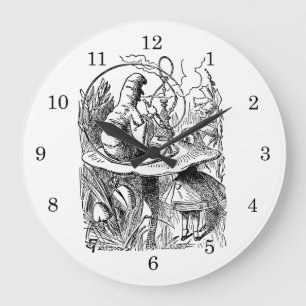 Reloj Redondo Grande Oruga de la Hookah vintage Alicia en el País de la