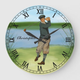 Reloj Redondo Grande Oscilación personalizado del golf del golfista de
