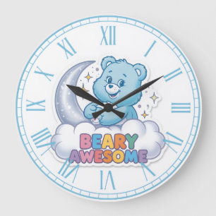 Reloj Redondo Grande Osito Azul Adorable Luna y Estrellas "Osito Increí