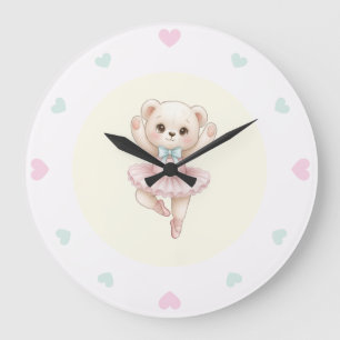 Reloj Redondo Grande Osito bailarina guardería linda
