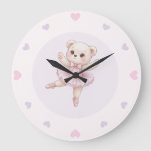 Reloj Redondo Grande Osito Bailarina Habitación Infantil Monísima