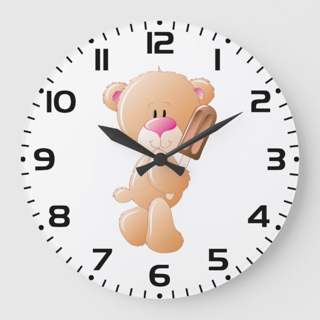 Reloj Redondo Grande Osito de peluche sosteniendo paleta de helado de c (Anverso)