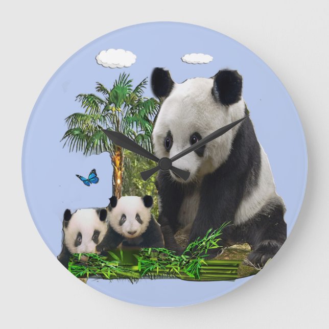 Reloj Redondo Grande Ositos panda (Anverso)