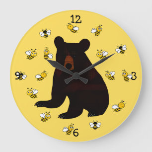 Reloj Redondo Grande Oso Adorable De Abeja Pequeña