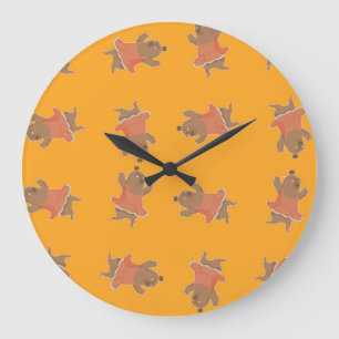 Reloj Redondo Grande Oso bailarín marrón