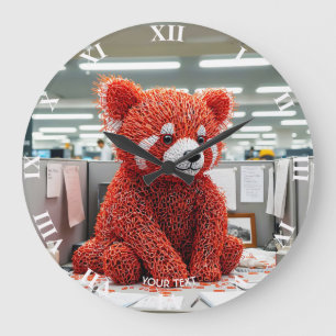 Reloj Redondo Grande Oso de clip de papel fantástico y lindo