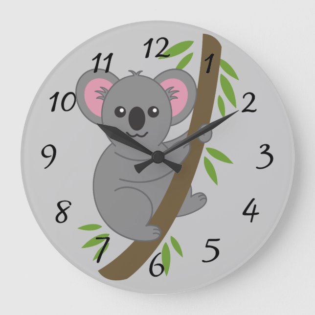 Reloj Redondo Grande Oso de koala animada lindo (Anverso)