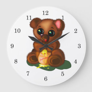 Reloj Redondo Grande Oso de miel cortado