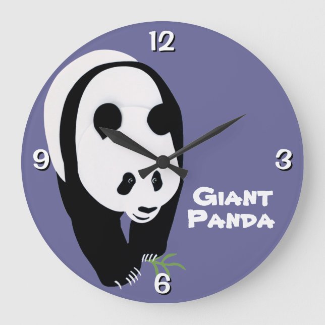 Reloj Redondo Grande Oso de panda gigante adaptable (Anverso)