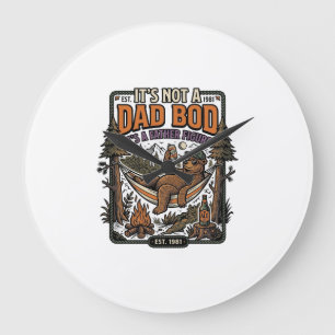 Reloj Redondo Grande Oso de Papá Divertido en Campamento Camiseta Figur