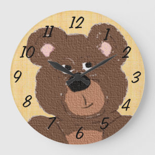 Reloj Redondo Grande Oso de peluche (amarillo)