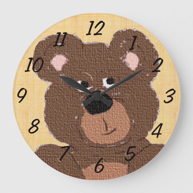 Reloj Redondo Grande Oso de peluche (amarillo) (Anverso)