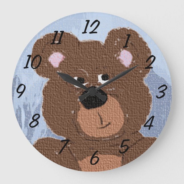 Reloj Redondo Grande Oso de peluche (azul) (Anverso)