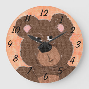 Reloj Redondo Grande Oso de peluche (naranja)
