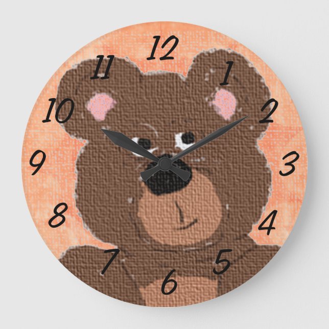 Reloj Redondo Grande Oso de peluche (naranja) (Anverso)