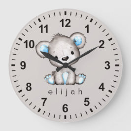 Reloj Redondo Grande Oso de peluche personalizado para bebé niño