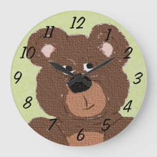 Reloj Redondo Grande Oso de peluche (verde)