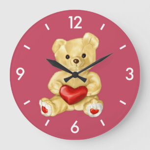 Reloj Redondo Grande Oso De Teddy De Hipnotización Azul