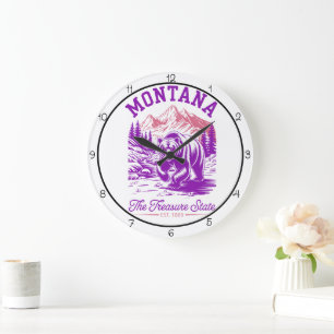 Reloj Redondo Grande Oso del Estado del Tesoro de Montana