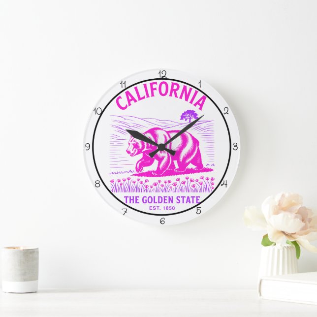 Reloj Redondo Grande Oso del Estado Dorado de California (Hogar)