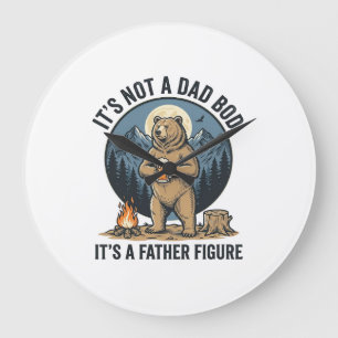 Reloj Redondo Grande Oso divertido figura de padre acampando diseño vec