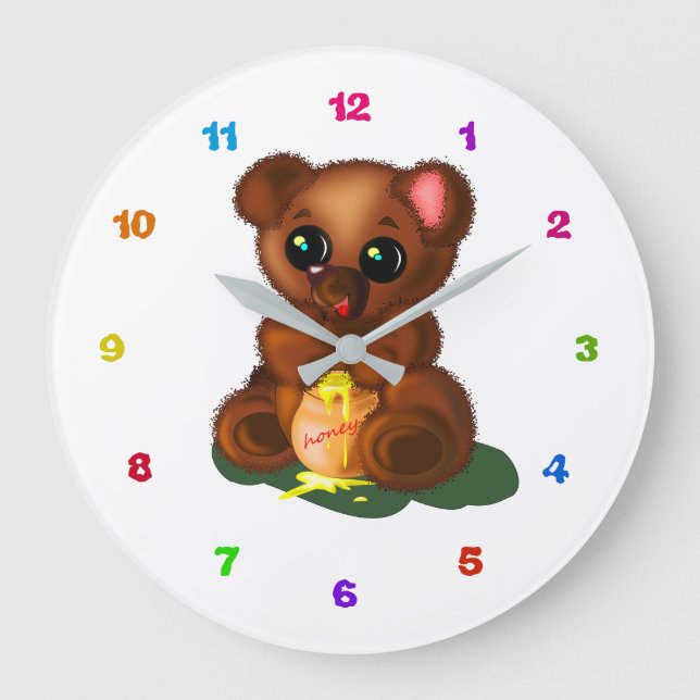 Reloj Redondo Grande Oso dulce de miel - (Anverso)