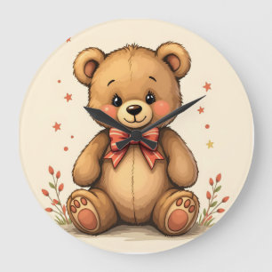 Reloj Redondo Grande Oso marrón pequeño adorable con corbata