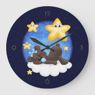 Reloj Redondo Grande Oso negro azul