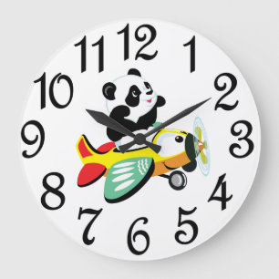 Reloj Redondo Grande Oso Panda de Guardería