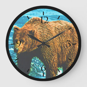 Reloj Redondo Grande Oso pardo vintage de Alaska EE. UU.