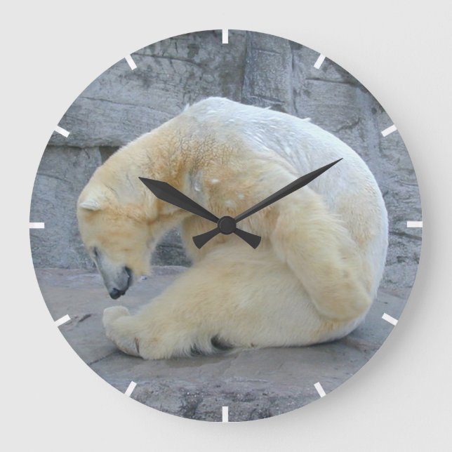 Reloj Redondo Grande Oso Polar Cansado (Anverso)