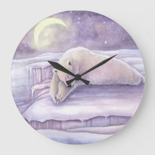 Reloj Redondo Grande Oso Polar Dormido Fantasía Vida Silvestre Osos Acu
