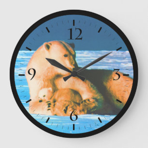 Reloj Redondo Grande Oso polar madre vintage USA Alaska