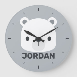Reloj Redondo Grande Oso polar pequeño y corto con nombre personalizado
