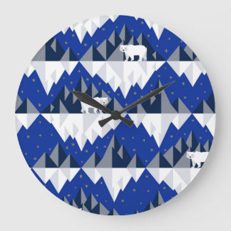 Reloj Redondo Grande Oso Polar sobre el patrón Iceberg sin Marea.
