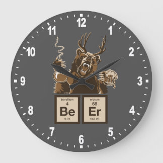 Reloj Redondo Grande Oso químico divertido descubierto cerveza